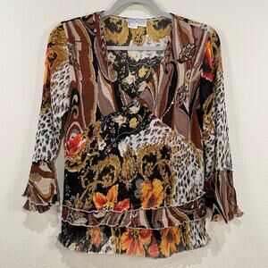 Alberto Makali Embellished Floral Leopard Top Fairy Grunge Whimsygoth Whimsy L